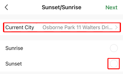 Sunset/Sunrise screen